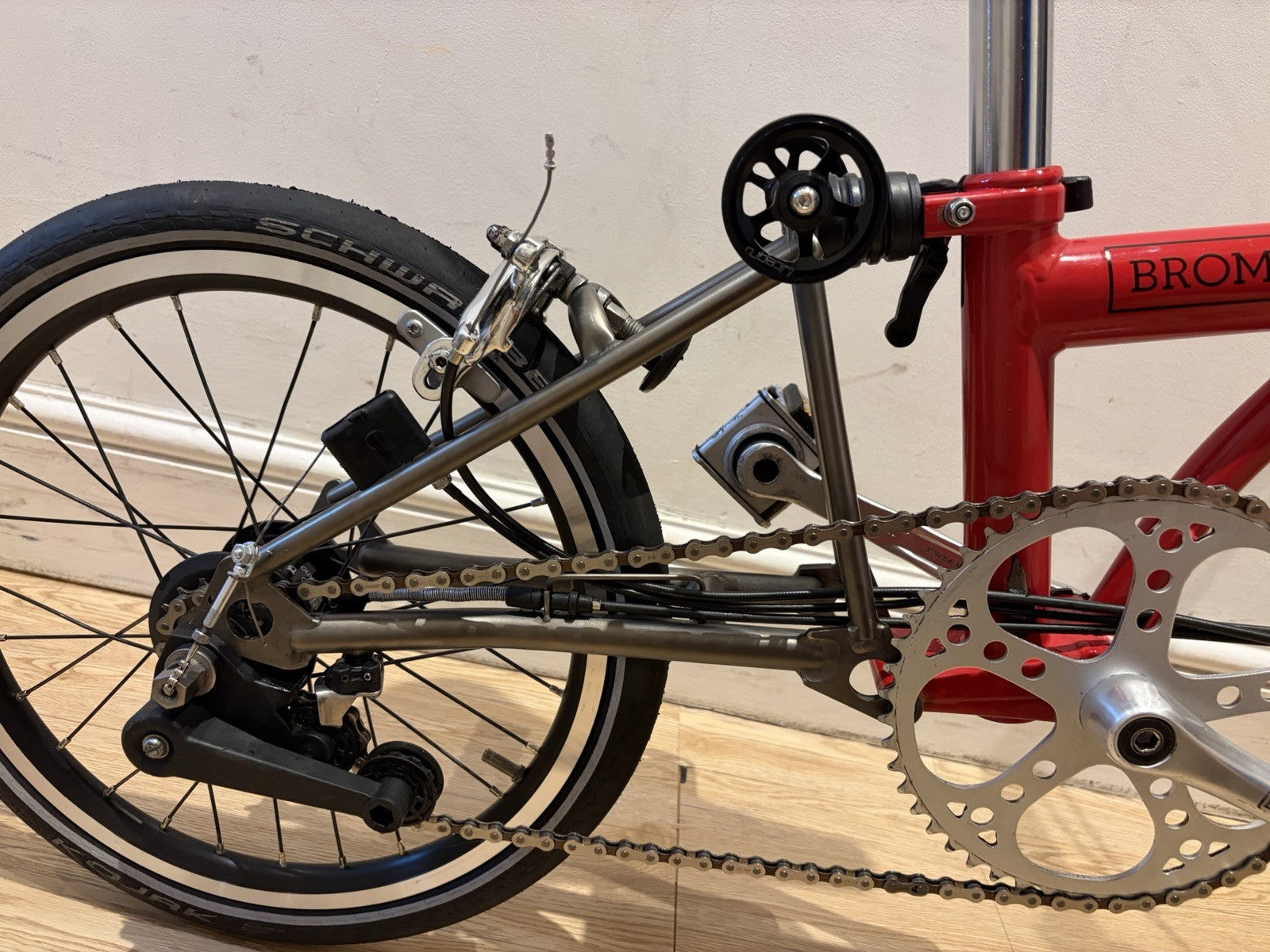 Brompton Folding Bike Red 16 inch 6 speed.