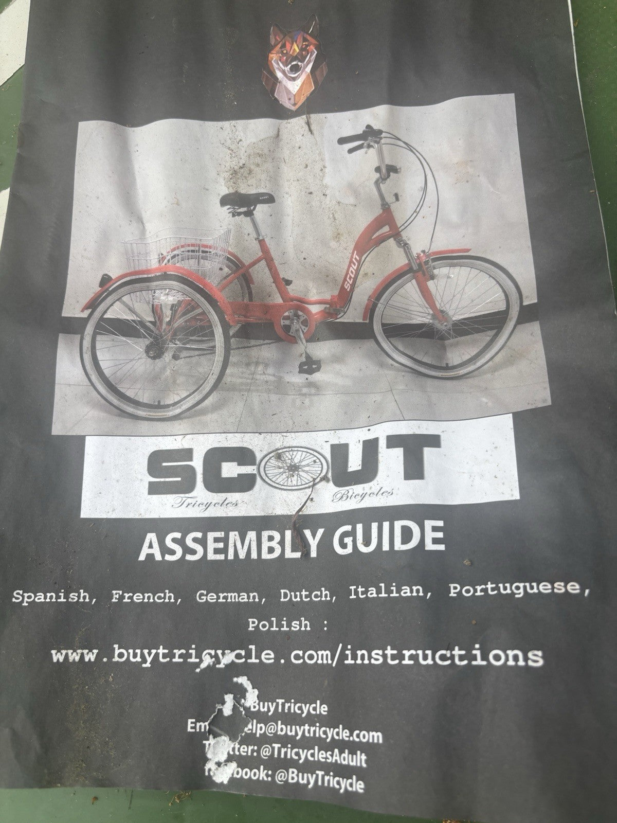 SCOUT Folding Tricycle with basket and 6 speed Shimano gears