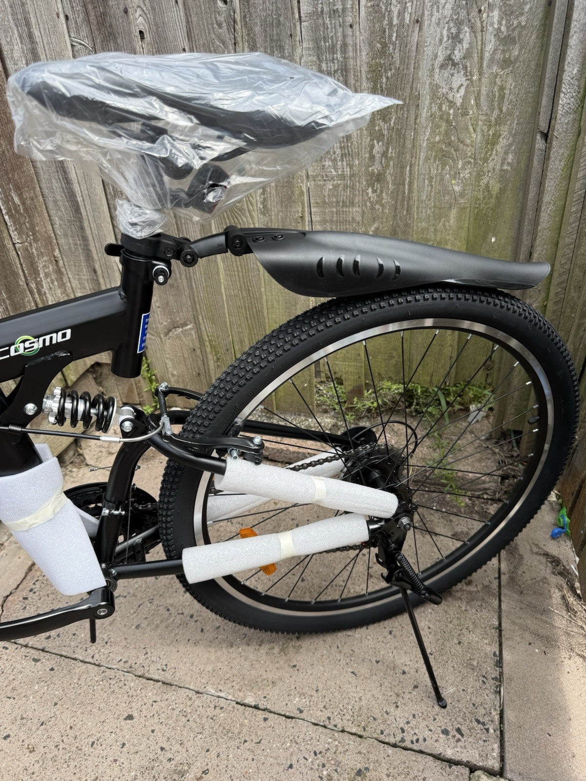 ECOSMO 26in Folding Bike 21 Speed Full Suspension Black Mechanical Disc Brakes