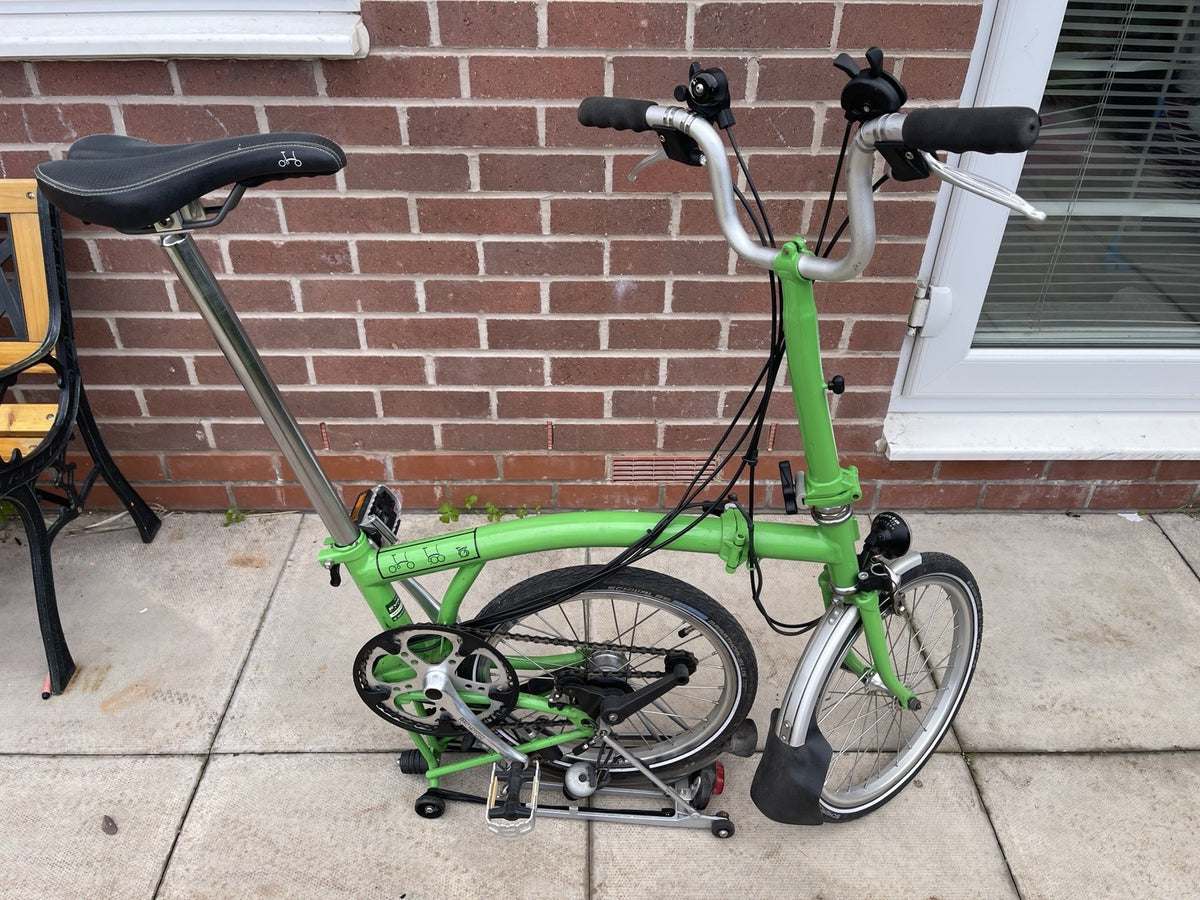 Brompton Folding Bike M6R 6 Speed Green 2008 M Type Rack Mudguards Lights