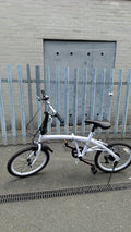 Folding Bike 20in Wheels White/Black Small Frame Flat Bar V-Brake