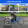 24 Inch Adult Trike Tricycle Foldable 3 Wheel Bike 7-Speed With Storage Basket