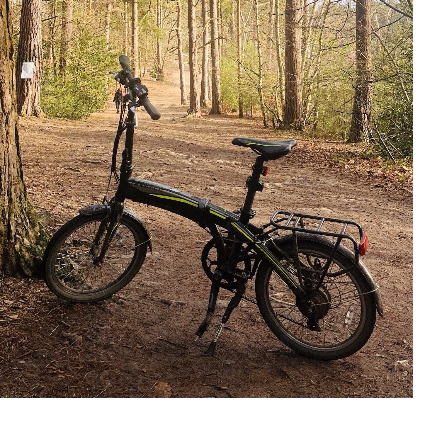 Carrera Folding Bike Black Green 20in Aluminium V-Brake Rear Rack Kickstand Used