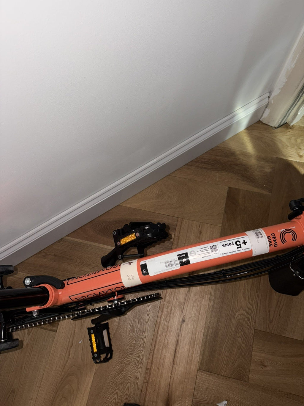 Brompton Electric C Line 6 Speed Folding Bike 2023 - Coral Orange - RRP £3060