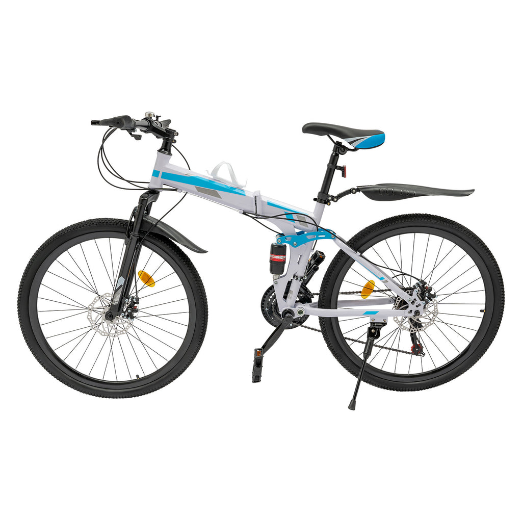 26" Folding Mountain Bike 21 Speed Men Bikes MTB Bicycle School Dual Disc Brake