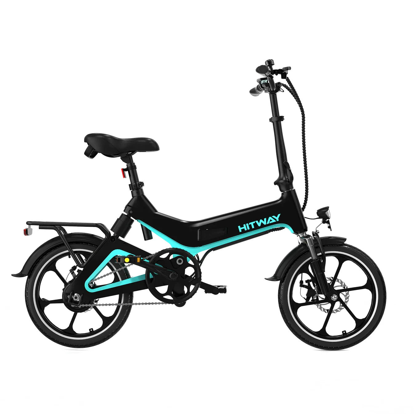 HITWAY BK2  Folding Bike, 16-inch Wheels, Black