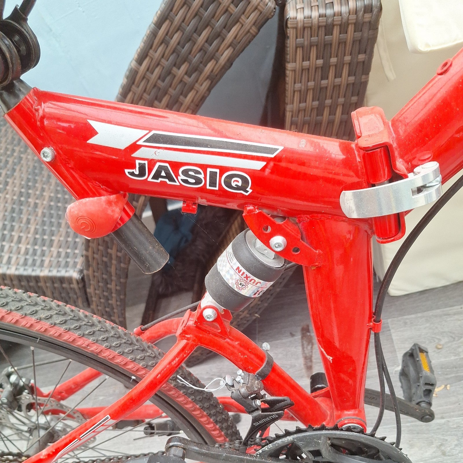 Jasiq Ebykka Foldable Pedal Bicycle  Carbon Steel Frame 21 Gear Red Black