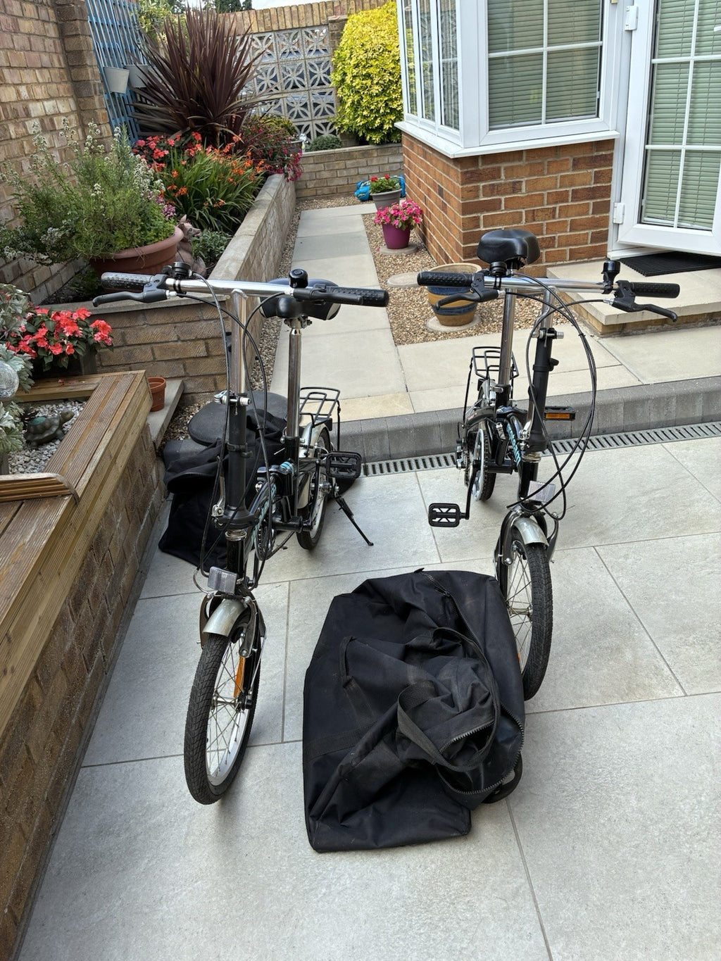 2 Proteam Fold Away Bikes with Carry Cases Excellent Condition Blue 12 Wheels
