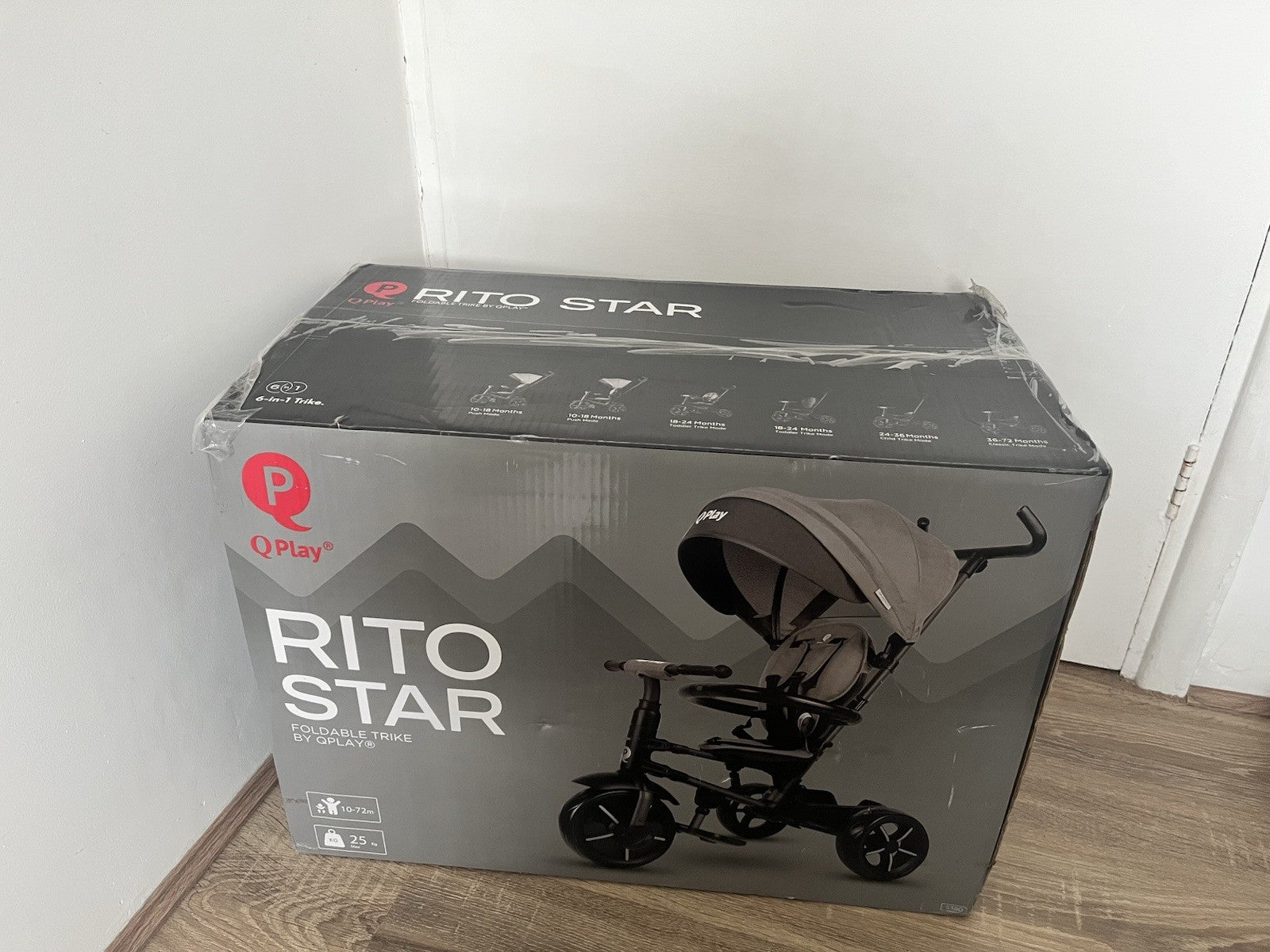QPlay Rito Star Folding Trike Grey New In Box Age From 10 to 72 Months Kids Bike
