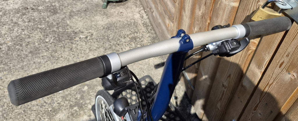 Brompton 16in Folding Bike Blue with Silver Mudguards Headlight Rear Light