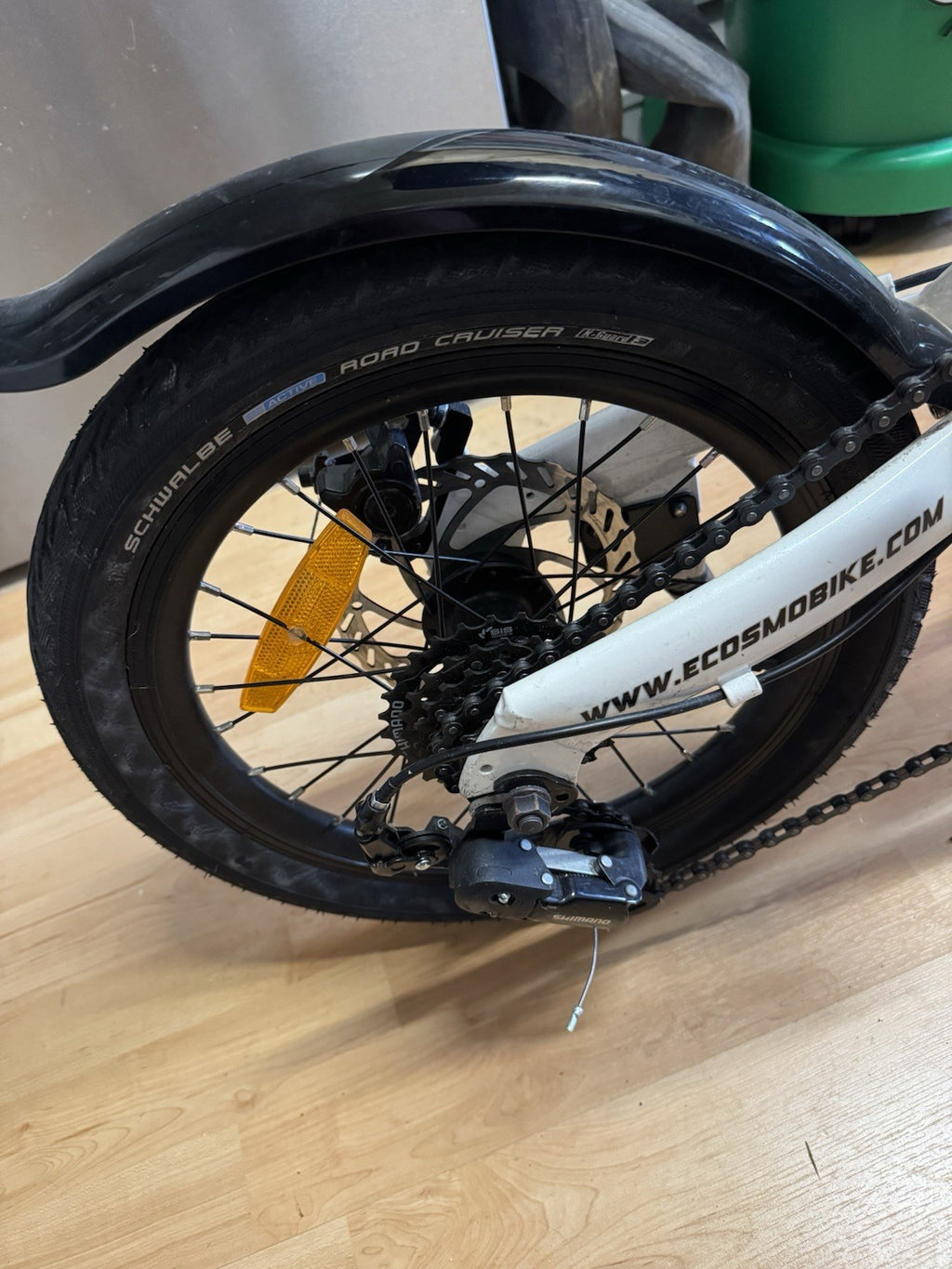 Ecosmo Folding Bicycle 16" White Alloy Wheel with 6SP Shimano Gear and Dual Disc