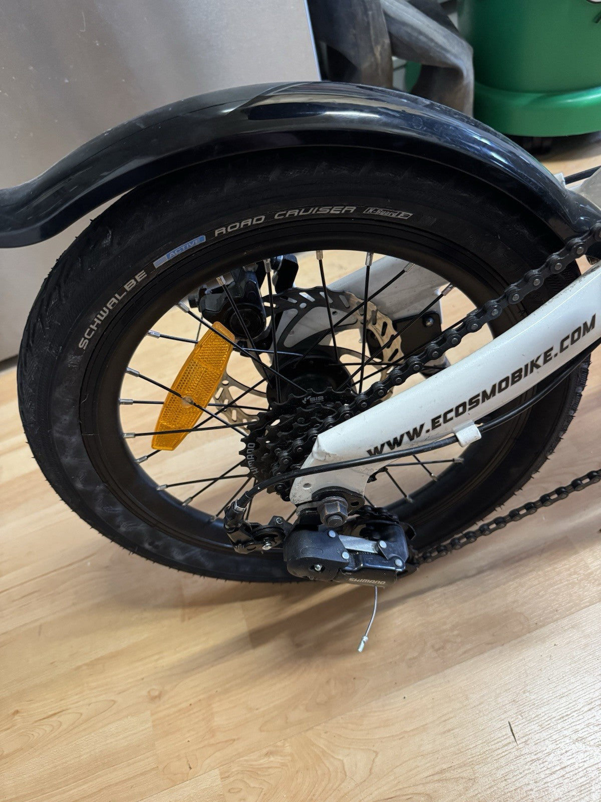 Ecosmo Folding Bicycle 16" White Alloy Wheel with 6SP Shimano Gear and Dual Disc