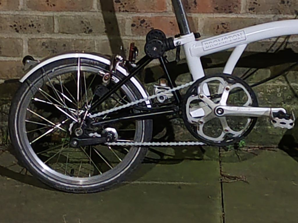 Brompton M3L White 3 Speed Folding Bike High Bar Serviced