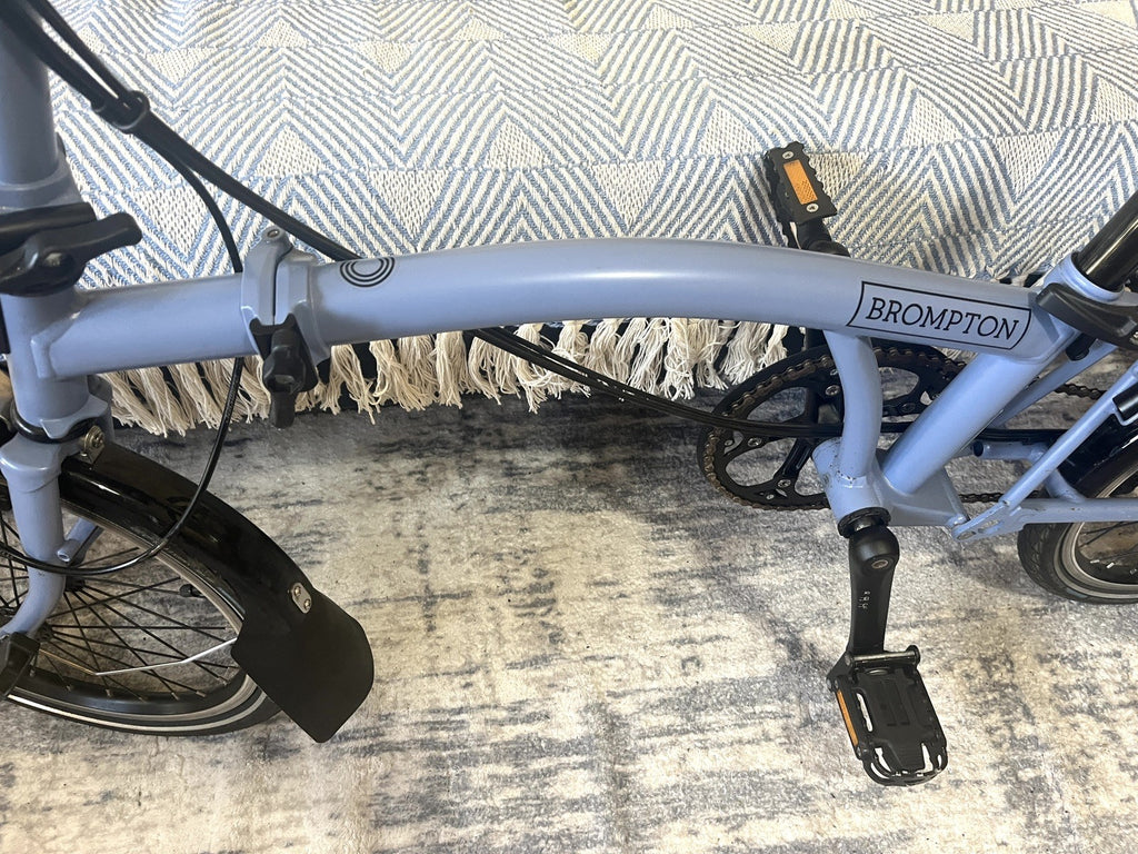 Brompton C Line Explore Mid Handlebar Folding Bike - Cloud Blue M Handlebar 2023