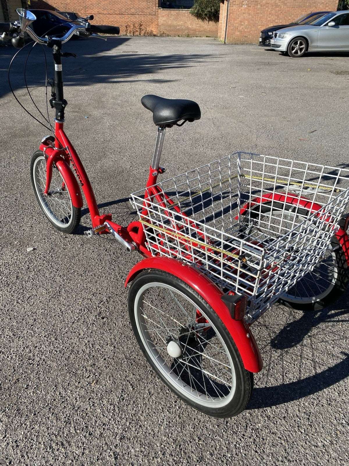 A Brand New Red Foldable Trike 3-Wheel Folding Tricycle Adult Trike With Basket
