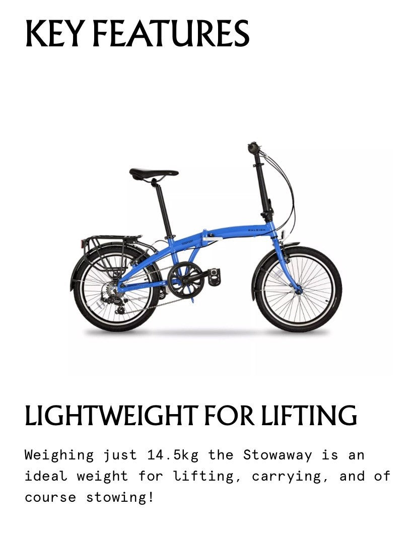 Raleigh Foldable Bike Stow A Way - Lightweight and compact. New unused. RRP £549
