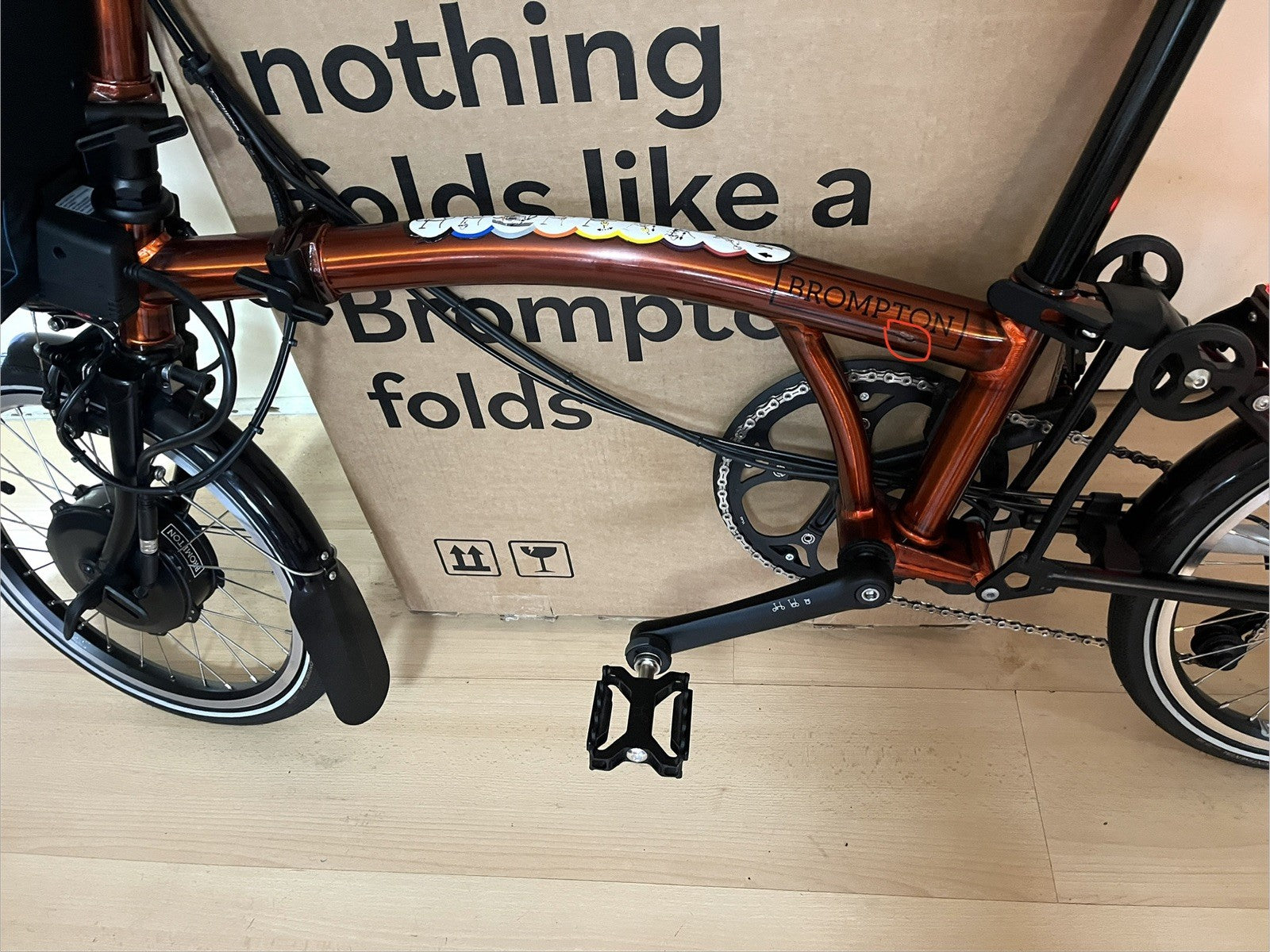 Brompton Ele ctric P Line Urban folding bike, 2024  Flame Lacquer, One size New