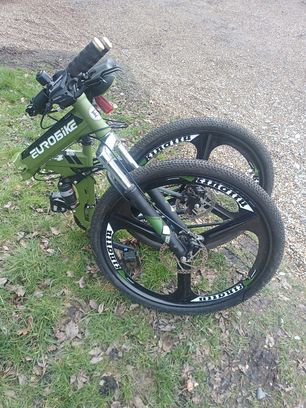 Eurobike G4 Green Full Suspension Folding Mountain Bike 21-Speed