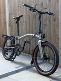 Brompton G Line Small Folding Bike 8-Speed, Traildust White w rack & mudguards