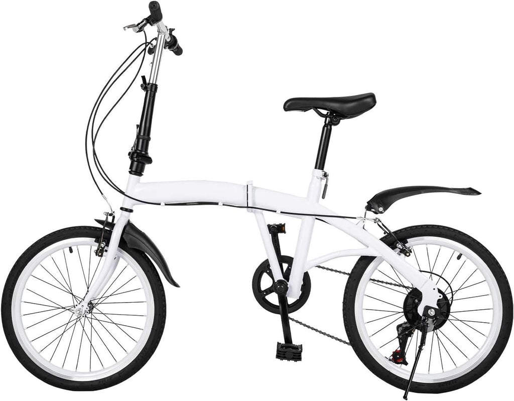 20" Folding City Bike 6-Speed Lightweight Adjustable Commuter Bicycle V-Brake