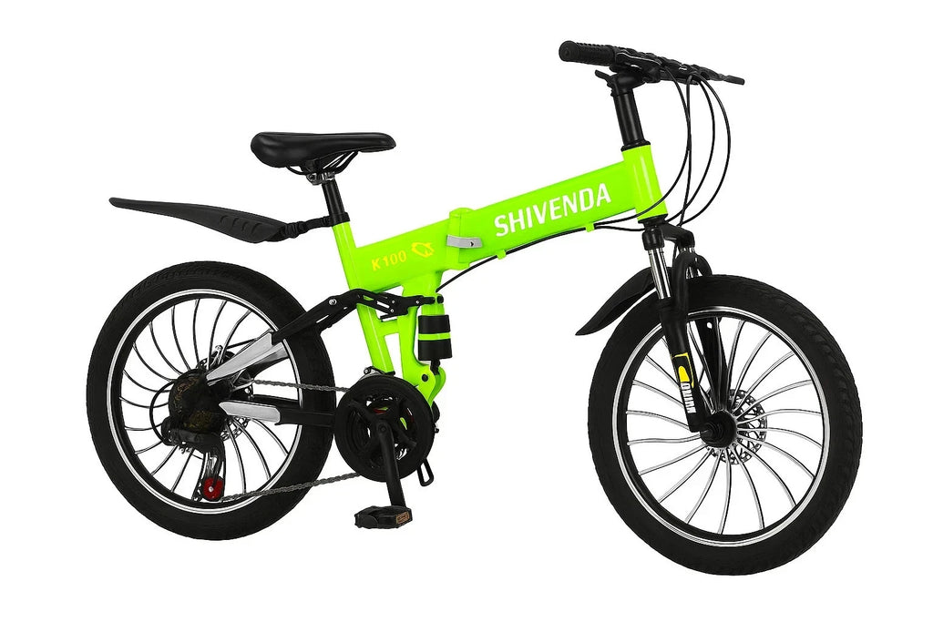 20 inch Unisex Folding Bike Adult Kids City Bike 7 Speed Disc Brakes Bicycle