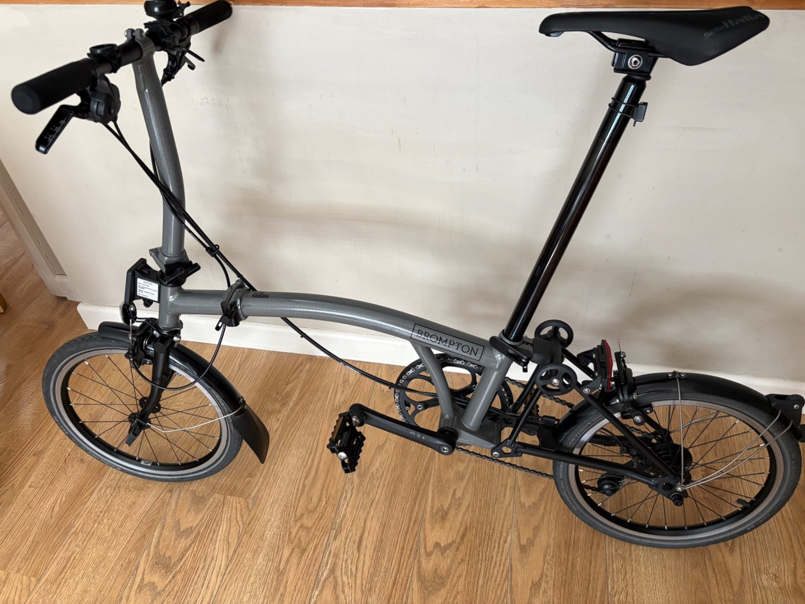 Brompton P Line 4 Speed 2023 flat Handlebar Folding Bike - Storm Grey