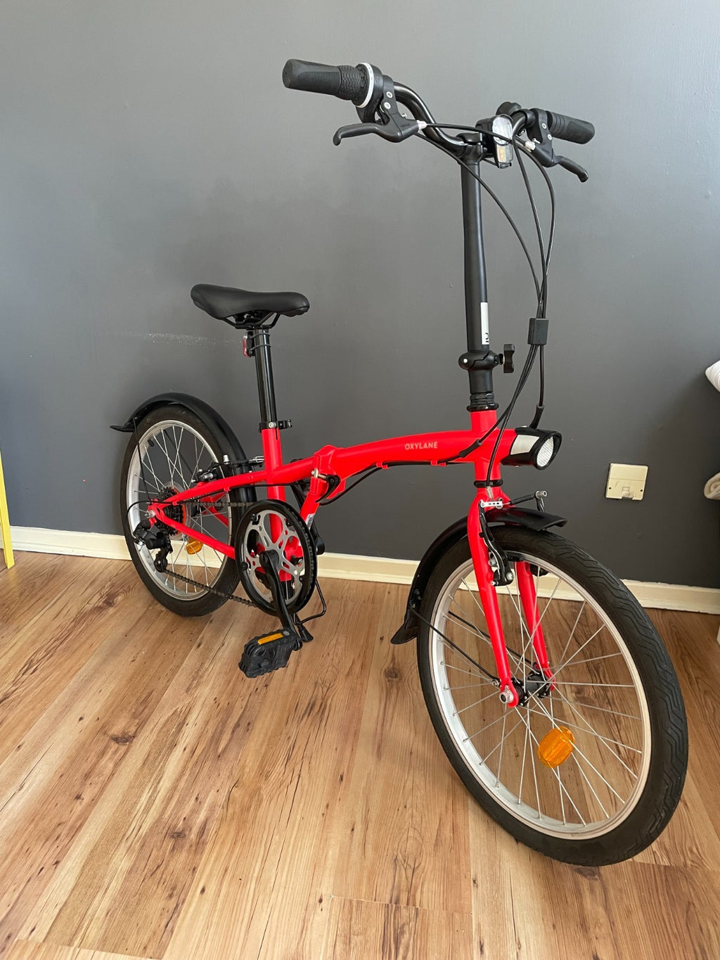 Decathlon BTWIN Tilt 120 Red Folding Bike with Pannier & Bike Accessories