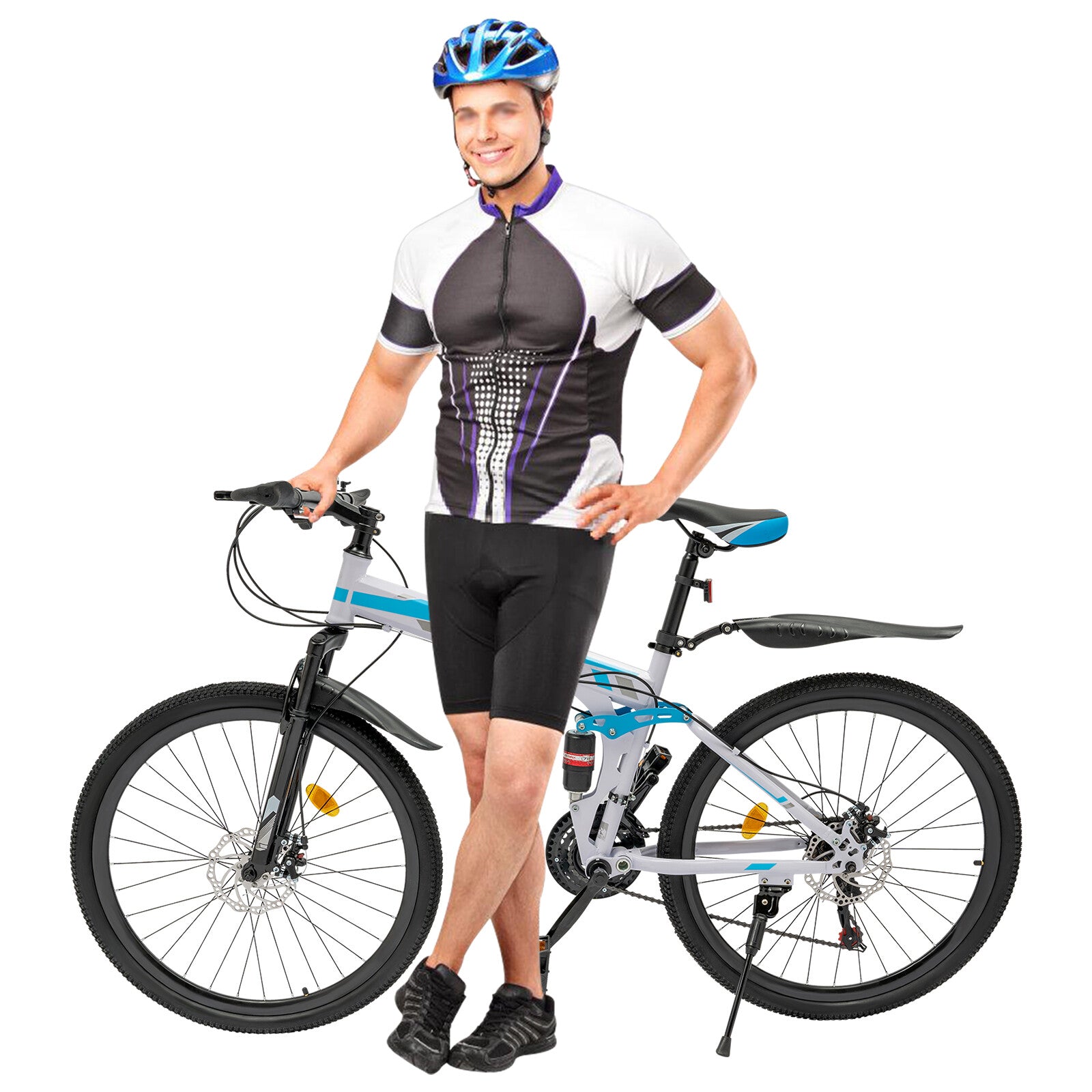 26" Folding Mountain Bike 21 Speed Men Bikes MTB Bicycle School Dual Disc Brake