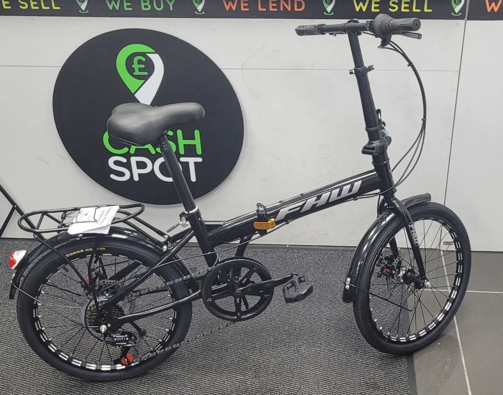FHW 20" Folding Bike 7-Speed Disc Brakes Black NEW Ex-Display