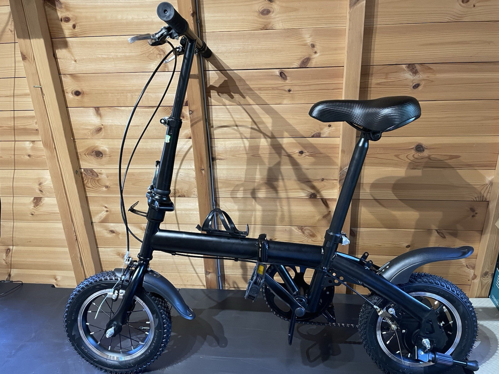 Black 16in Unisex Kids Folding Bike, BMX Bars, Adj Seat, Rim Brakes