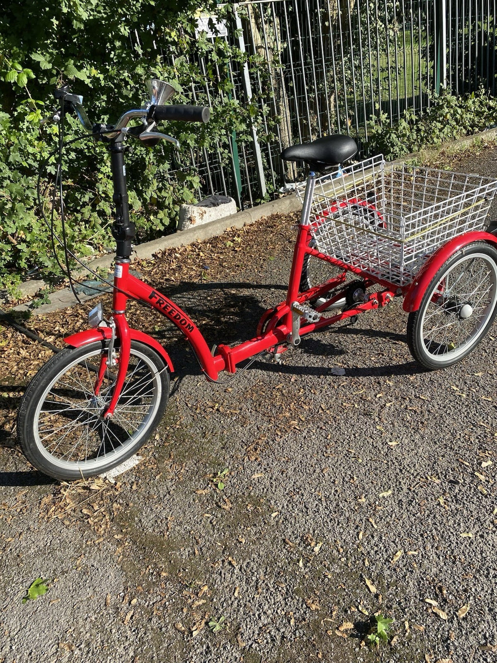 A Brand New Red Foldable Trike 3-Wheel Folding Tricycle Adult Trike With Basket
