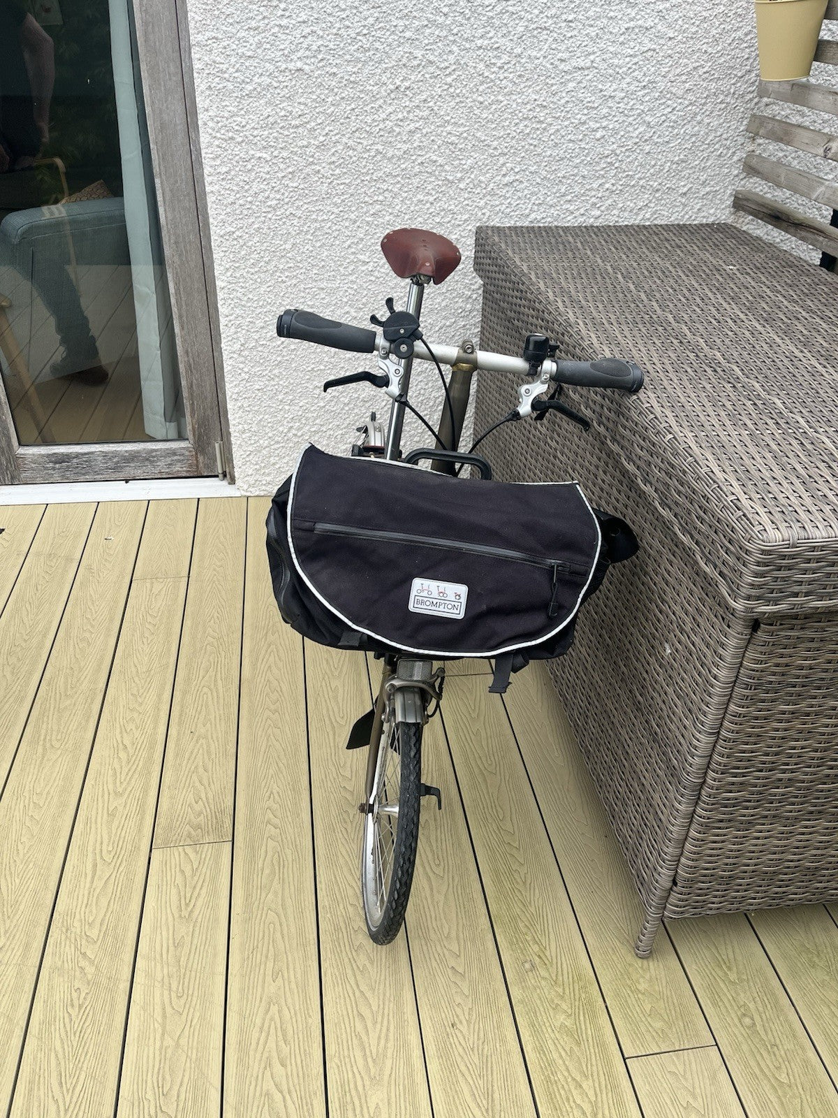 Brompton Folding Bike, Raw Lacquer, Brooks Leather Saddle, Front Bag, Pump, VGC