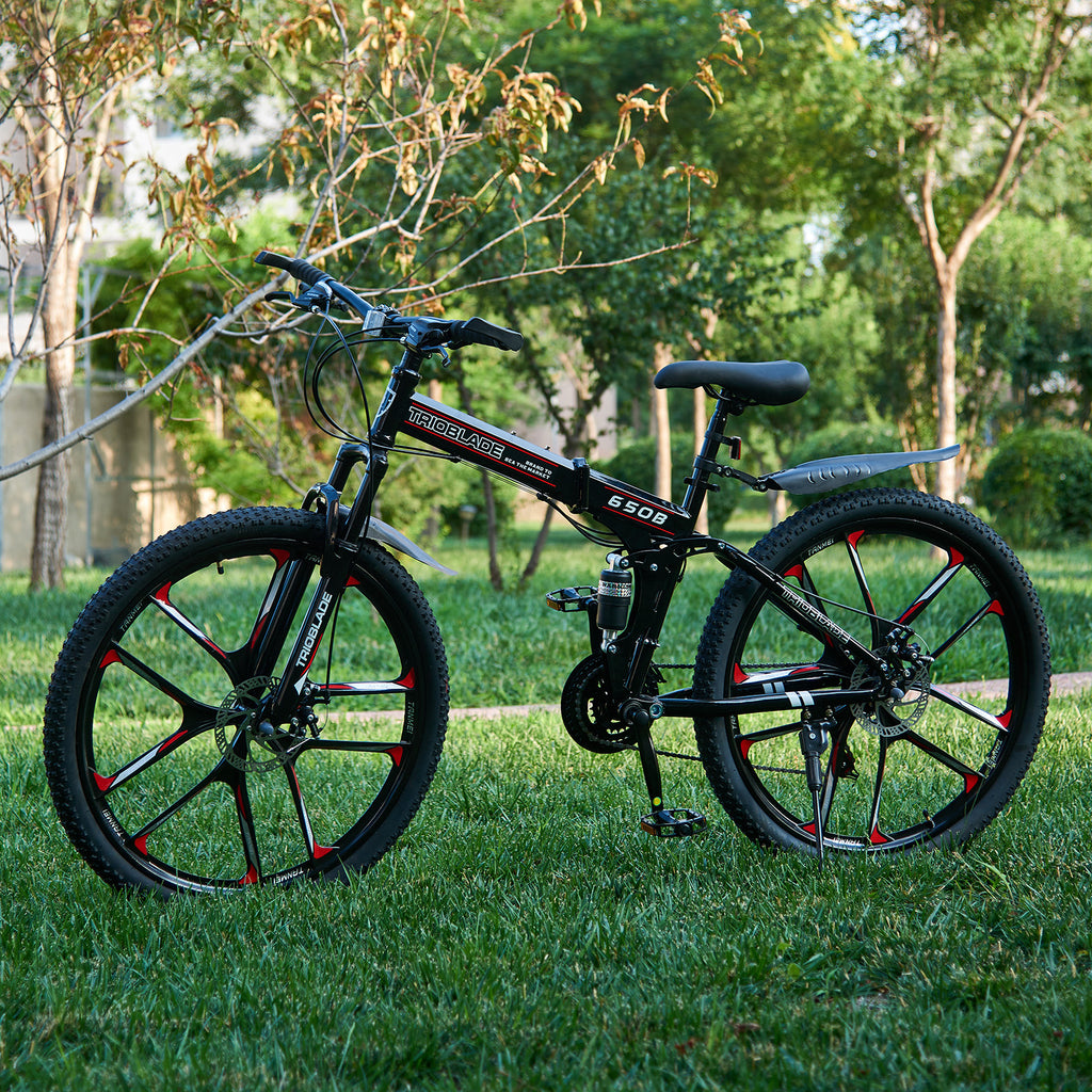 Folding Mountain Bike 27.5Inch Bikes 21 Speed Full Suspension Bicycle Men Women