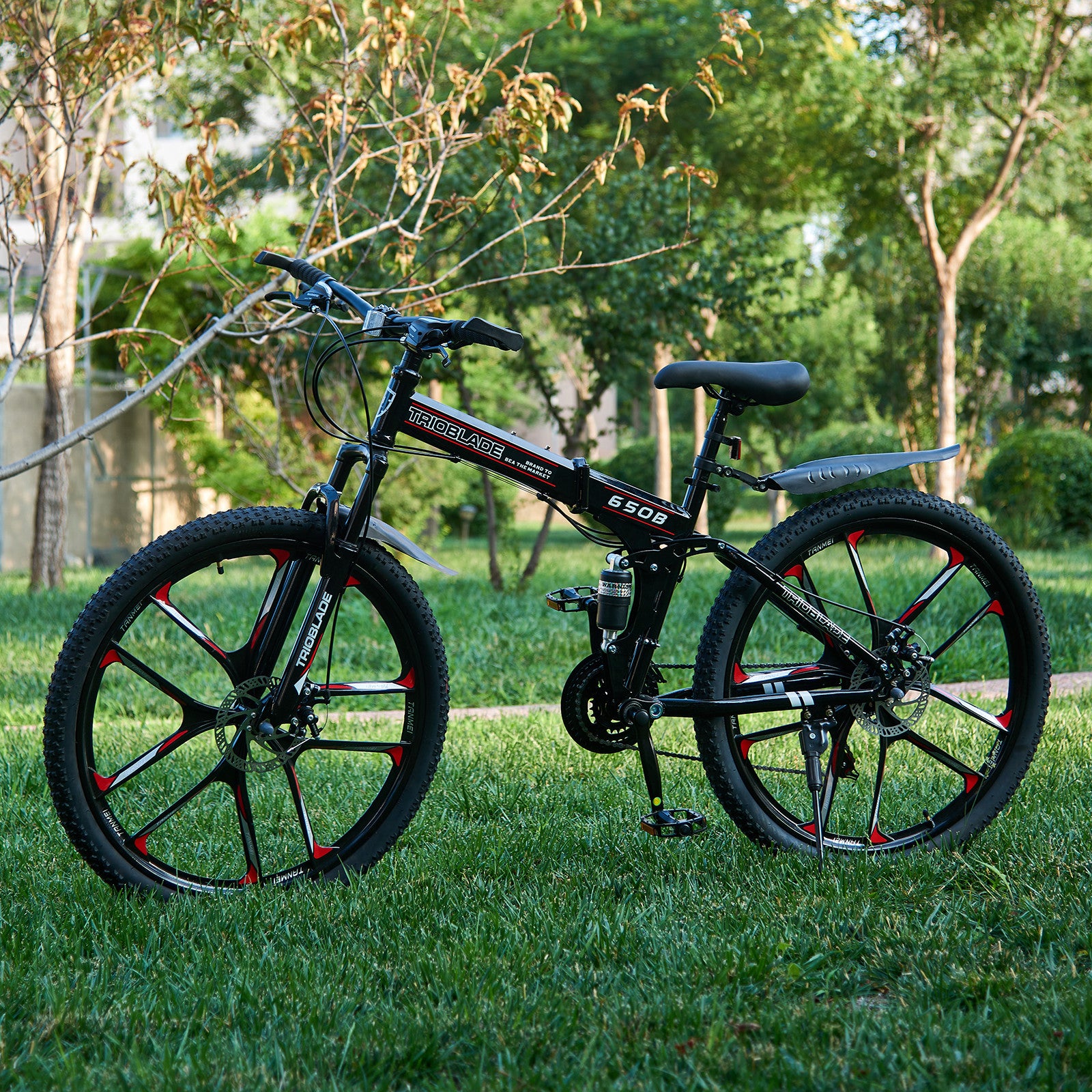 Folding Mountain Bike 27.5Inch Bikes 21 Speed Full Suspension Bicycle Men Women