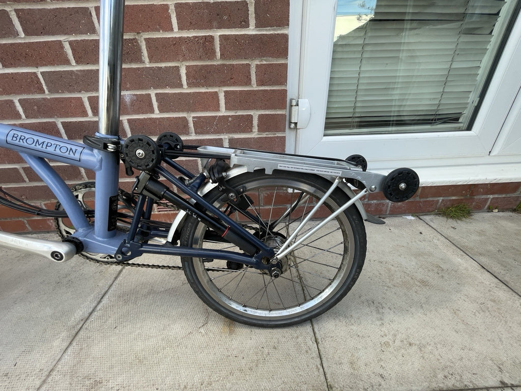 Brompton Folding Bike 16 in Blue with Mudguards, Side Pull Caliper Brakes