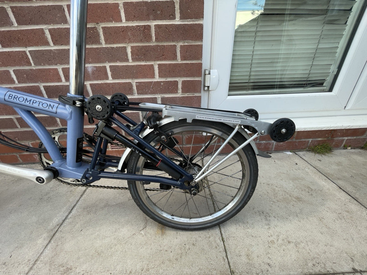 Brompton Folding Bike 16 in Blue with Mudguards, Side Pull Caliper Brakes