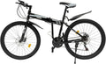 26" Folding Mountain Bike 21-Speed Carbon Steel Frame Disc Brakes MTB