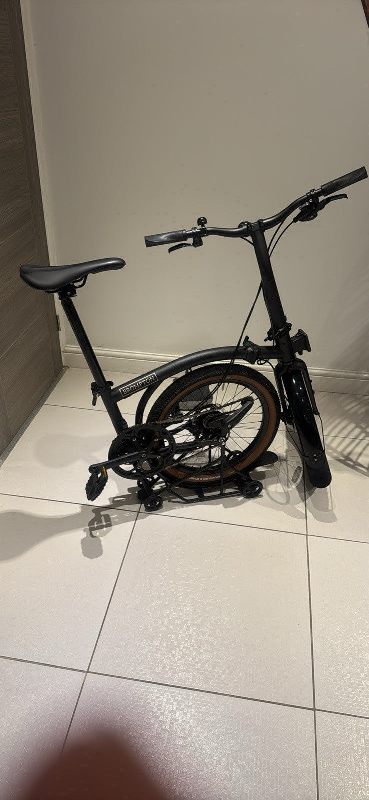 Brompton Folding Bike Black/Brown 20in Disc Brakes Derailleur Flat Bar