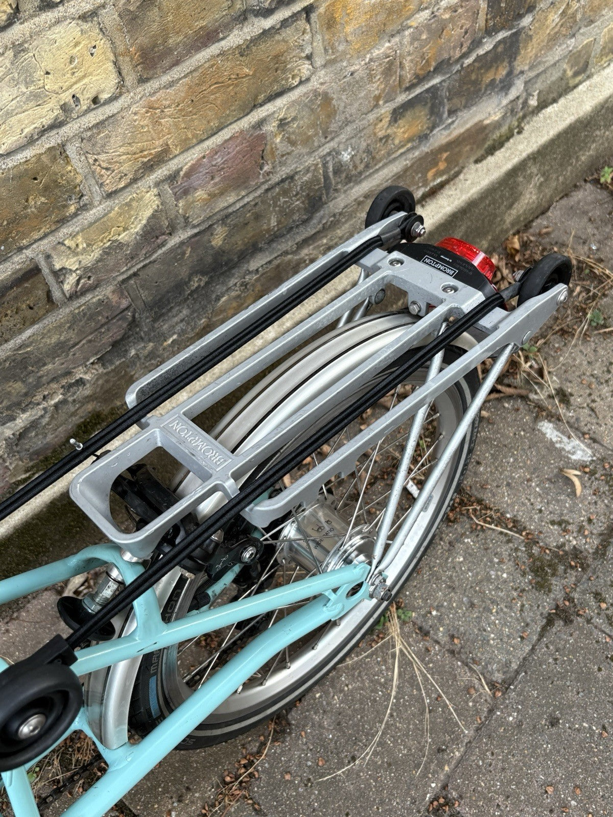 Brompton M6R Folding Bike - Celeste w/ Mudguards, Rack And Dynamo Light Set