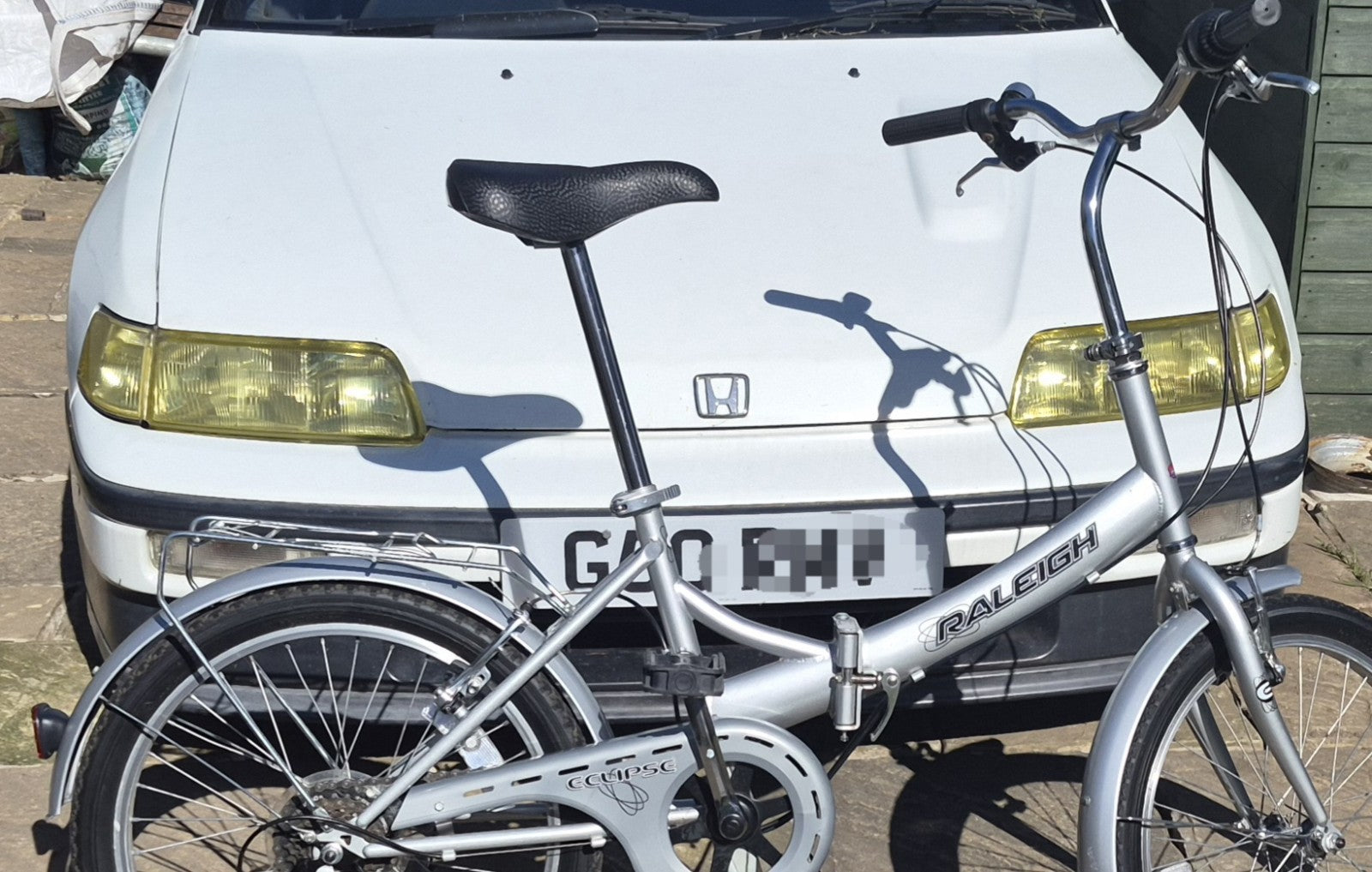 Raleigh Eclipse Folding Bike 20in Silver Mudguards Rear Pannier Rack Kickstand