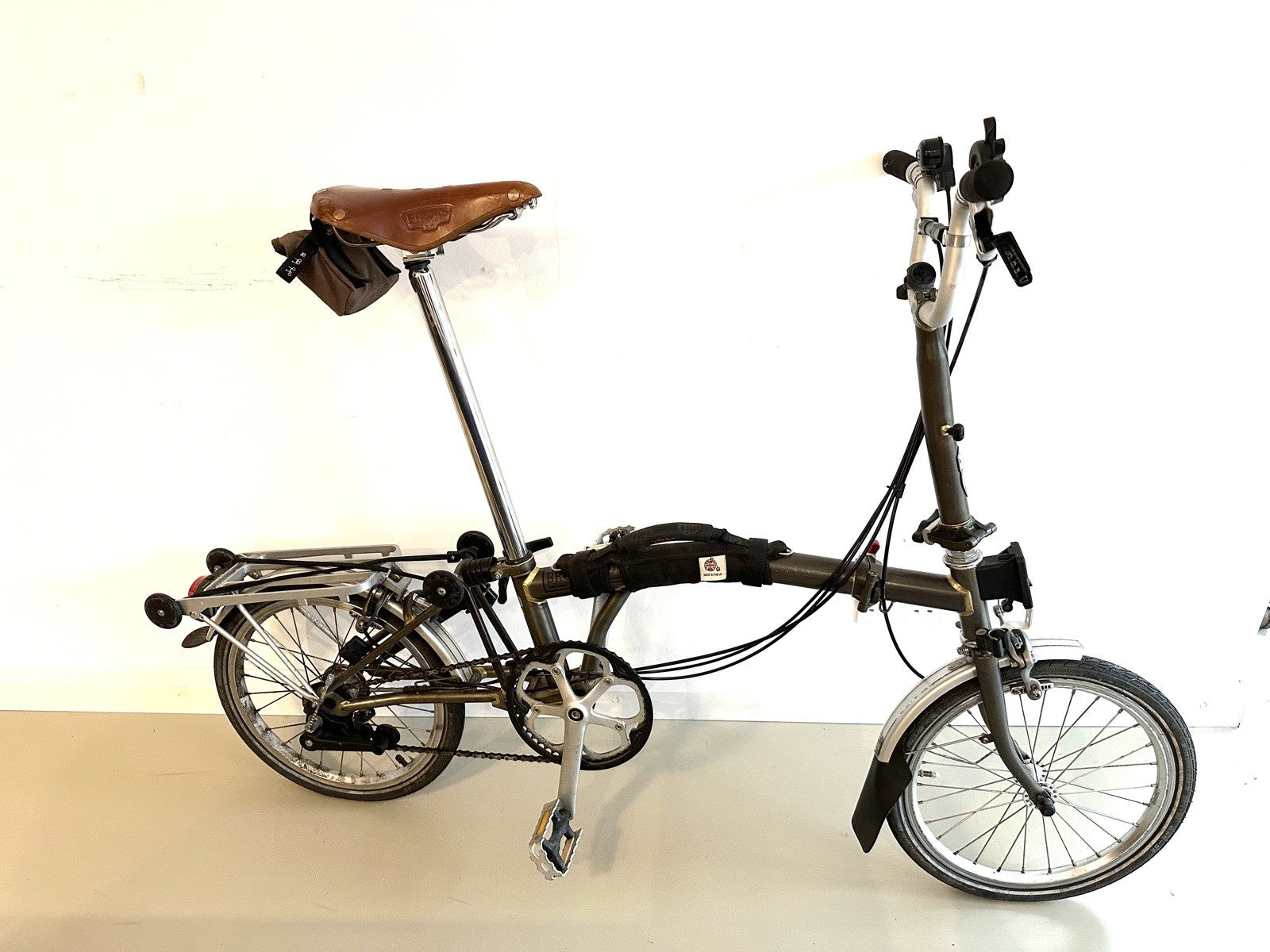 Brompton 6 speed C Line Folding Bike in stylish raw lacquered finish. + Extras