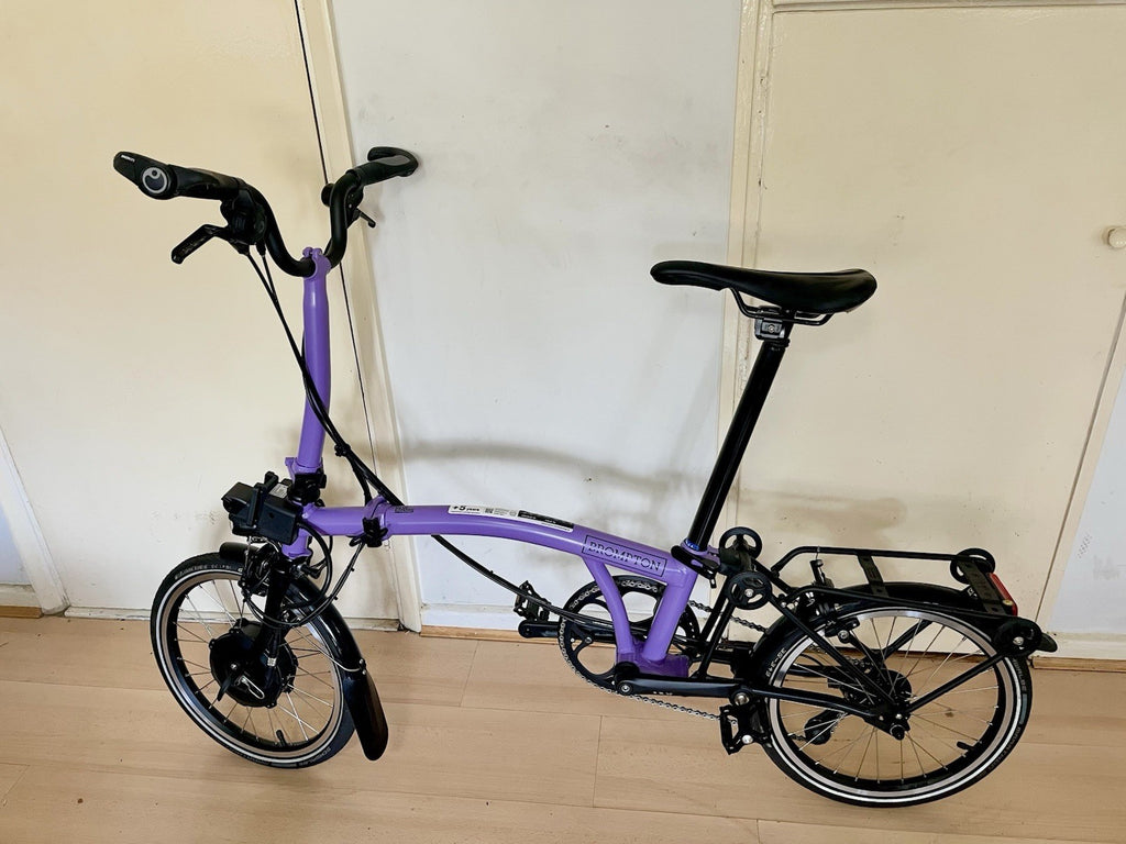 Brompton M4L Electric P-Line 4-Speed Mid-Folding Bike Pop Lilac