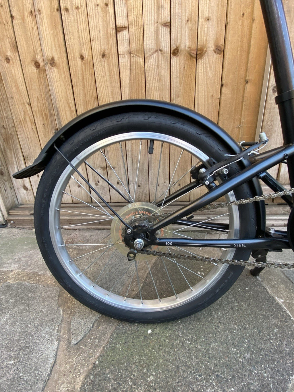 Oxylane Black Steel Folding Bicycle Single Speed Very Good Condition
