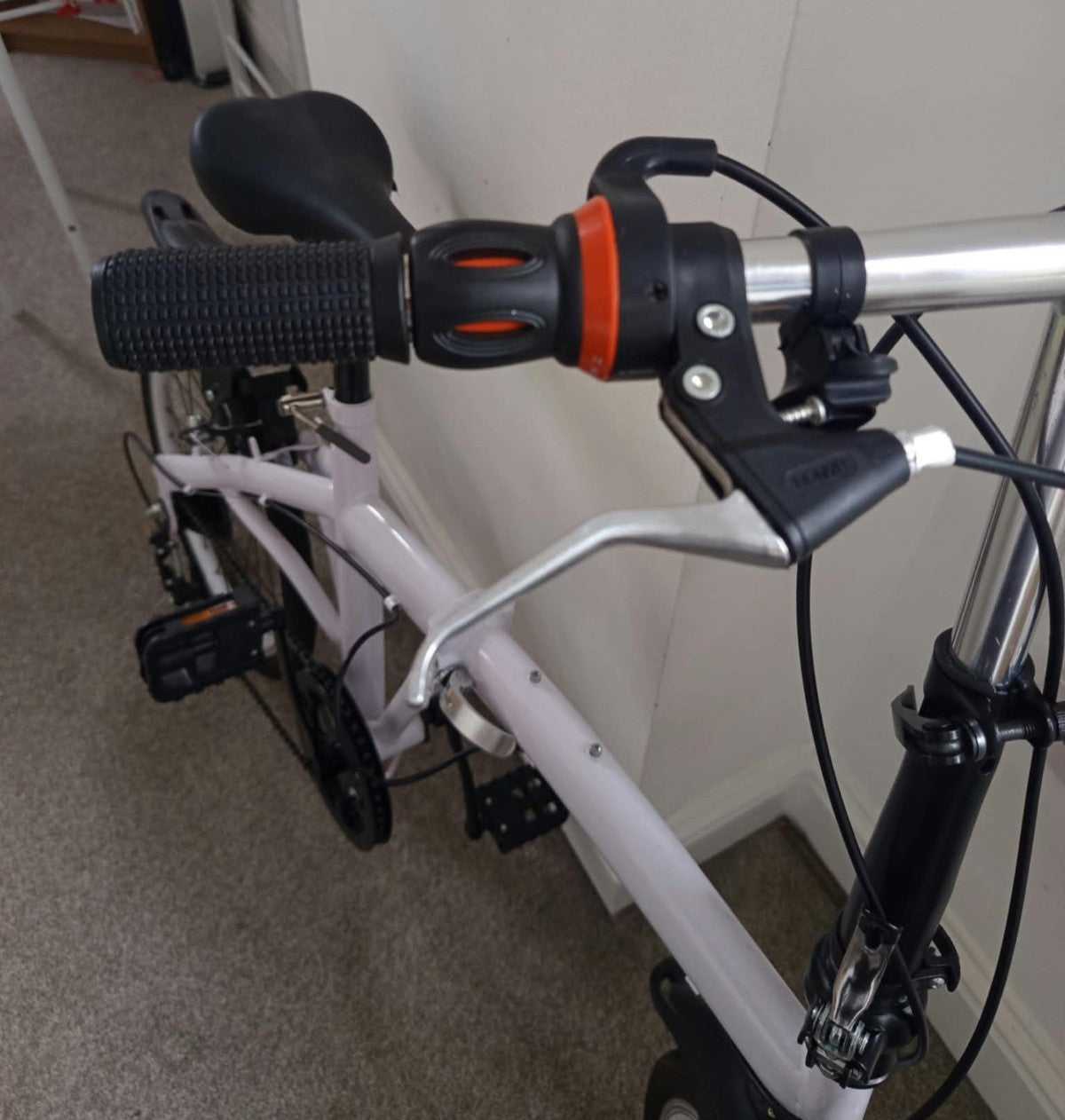 White Folding Bike Foldable City Bike for Adult 20" Commute Bicycle 6 Speed Gear