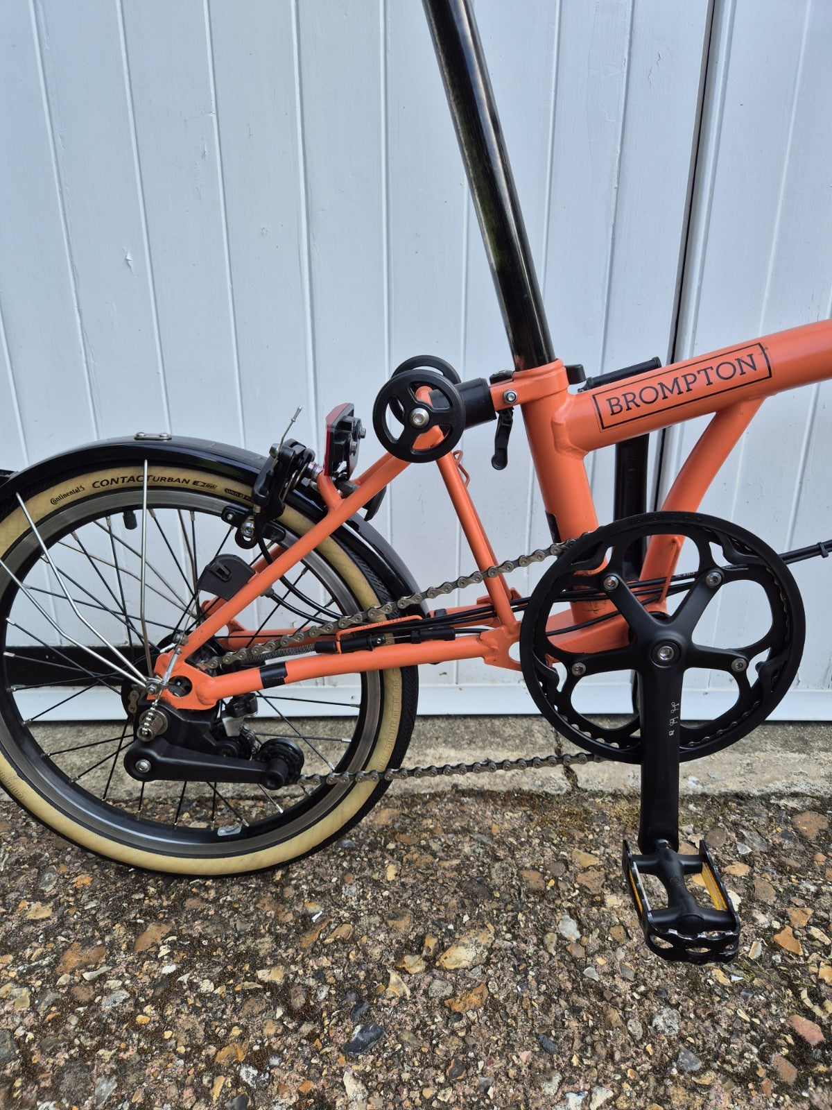 Brompton C Line Explore 6 Speed. FULLY SERVICED. Low Bar. Fire Coral Orange.