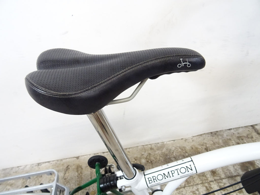 2013 Brompton M3R 16" Folding Bike Papyrus White / Racing Green Rack LoUsed VVGC