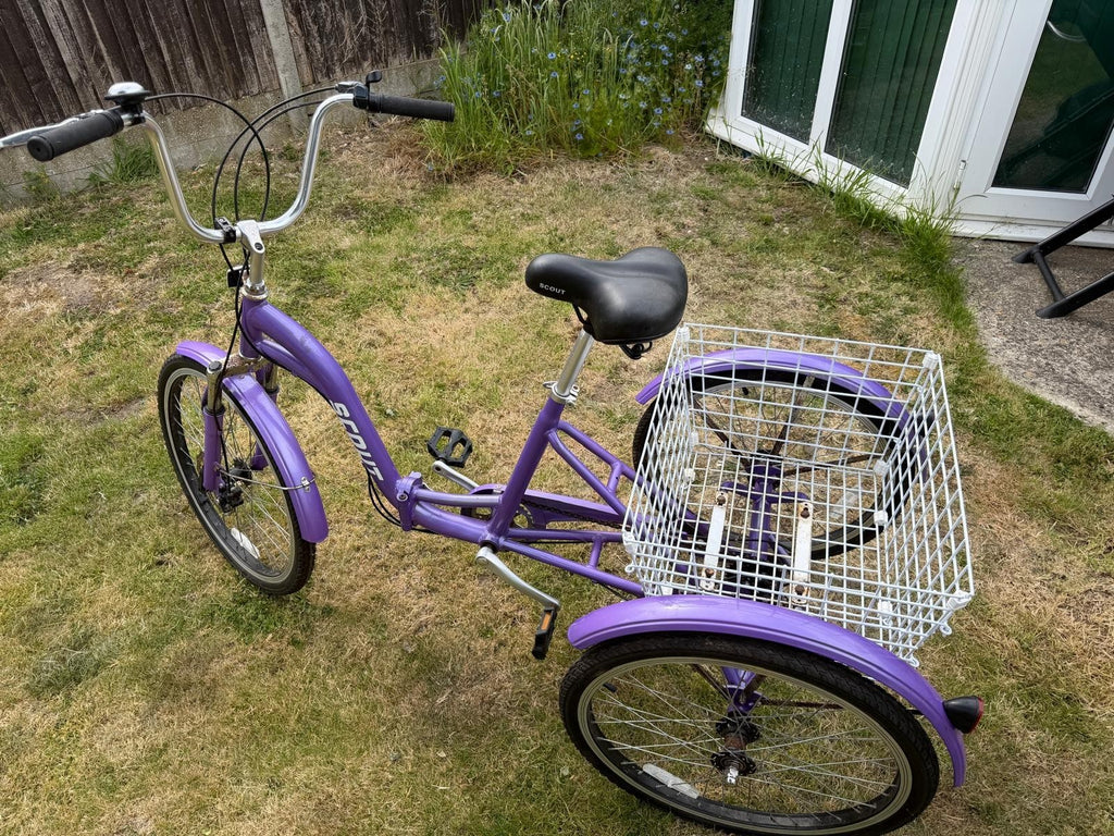 SCOUT Folding Tricycle with basket and 6 speed Shimano gears