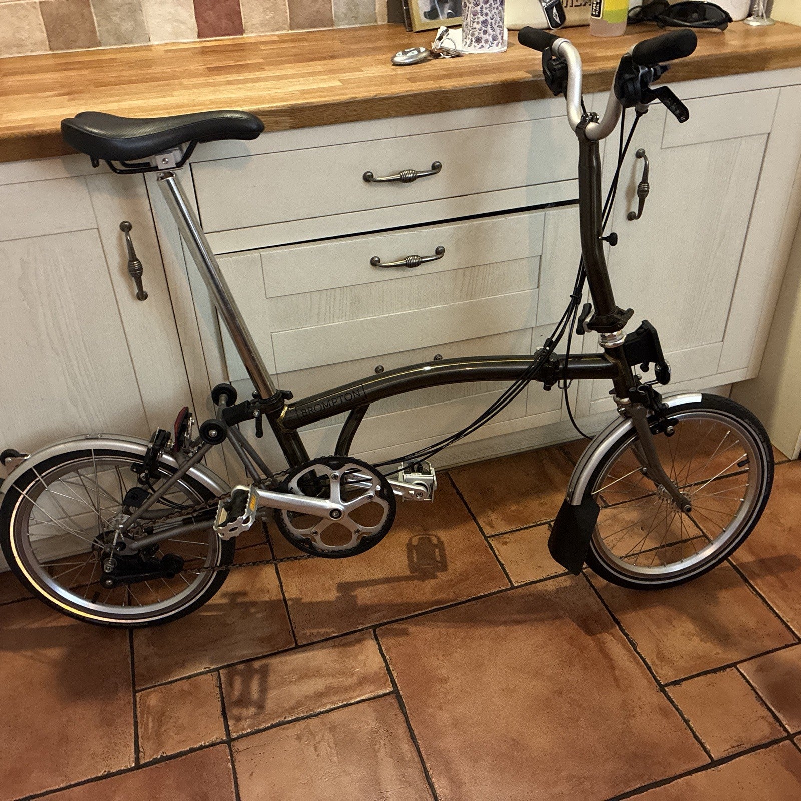 Brompton Raw Lacquer Superlight Folding Bike M6L X. Titanium Forks and Rear.