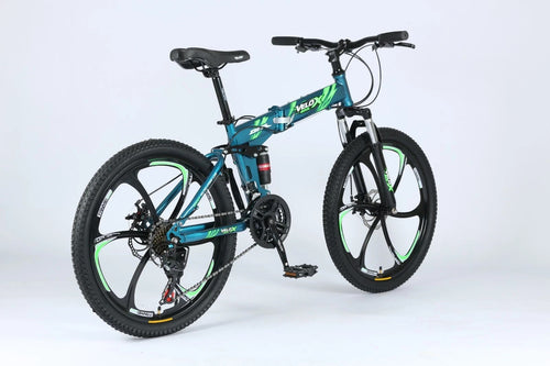 24"/26" Folding Mountain Bike – Full Suspension, Disc Brakes, Lightweight Frame