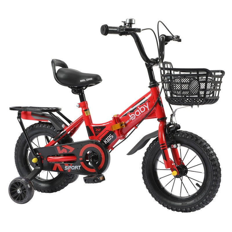 12/14/16/18/20 inch Kids folding bike cycle + Removable Rack & Basket - RED